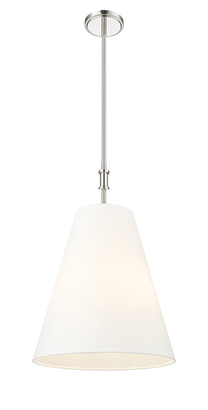 Pendant Fixtures Adorra Pendant Fixture - Polished Nickel - White Fabric Shade - 16in. Diameter - E12 Candelabra Base