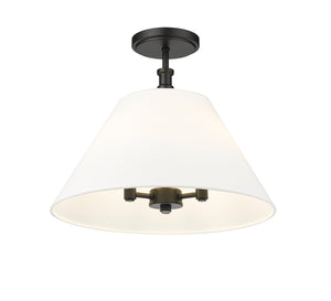 Flush Mounts Adorra Semi-Flush Mount Fixture - Matte Black - White Glass - 16in. Diameter - E12 Candelabra Base