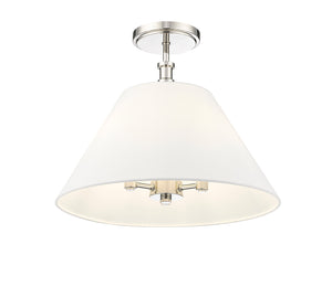 Flush Mounts Adorra Semi-Flush Mount Fixture - Polished Nickel - White Glass - 16in. Diameter - E12 Candelabra Base