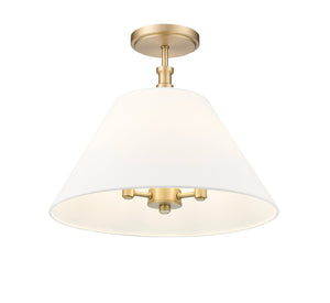 Flush Mounts Adorra Semi-Flush Mount Fixture - Vintage Brass - White Glass - 16in. Diameter - E12 Candelabra Base