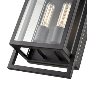 Wall Sconces Agatha Outdoor Wall Sconce - Textured Black - Clear Glass - 5.6in. Extension - E26 Medium Base