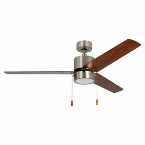 Ceiling Fan Aldea III 3-Blade Indoor Ceiling Fan - Brushed Nickel Finish - Walnut Blade - 52in. Sweep - 15W Integrated LED Module