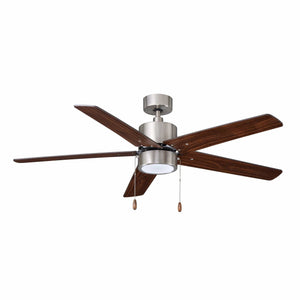 Ceiling Fan Aldea V 5-Blade Indoor Ceiling Fan - Brushed Nickel Finish - Walnut Blade - 52in. Sweep - 16W Integrated LED Module