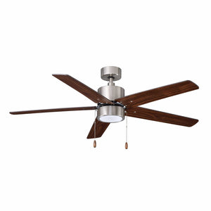Ceiling Fan Aldea VI 5-Blade Indoor Ceiling Fan - Brushed Nickel Finish - Walnut Blade - 52in. Sweep - 16W Integrated LED Module