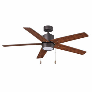 Ceiling Fan Aldea VI 5-Blade Indoor Ceiling Fan - Oil Rubbed Bronze Finish - Walnut Blade - 52in. Sweep - 16W Integrated LED Module
