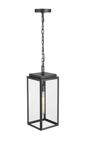 Pendant Fixtures Alpharetta Outdoor Hanging Lantern - Powder Coated Black - Clear Glass - 7.5in. Diameter - E26 Medium Base