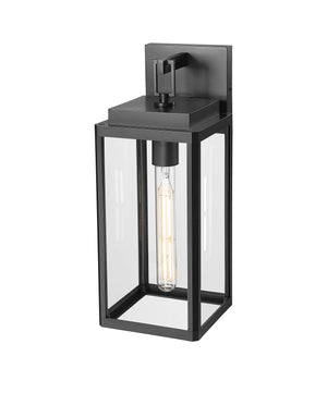 Wall Sconces Alpharetta Outdoor Wall Sconce - Powder Coated Black - Clear Glass - 7in. Extension - E26 Medium Base