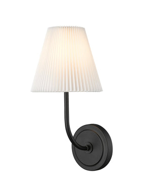 Wall Sconces Ami Wall Sconce - Matte Black - White Fabric Shade - 8in. Extension - E12 Candelabra Base