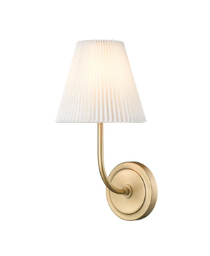 Wall Sconces Ami Wall Sconce - Vintage Brass - White Fabric Shade - 8in. Extension - E12 Candelabra Base