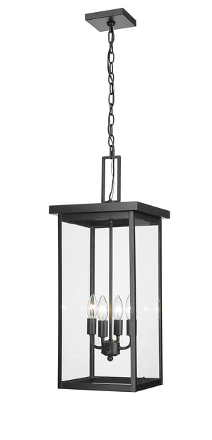 Pendant Fixtures Barkeley Outdoor Hanging Lantern - Powder Coated Black - Clear Glass - 11in. Diameter - E12 Candelabra Base