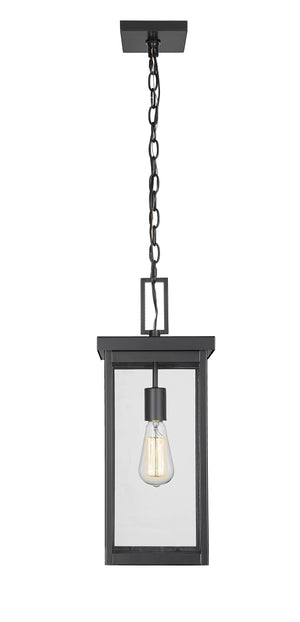 Pendant Fixtures Barkeley Outdoor Hanging Lantern - Powder Coated Black - Clear Glass - 8in. Diameter - E26 Medium Base