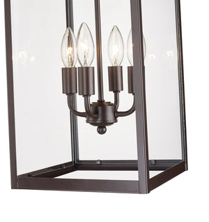 Pendant Fixtures Barkeley Outdoor Hanging Lantern - Powder Coated Bronze - Clear Glass - 11in. Diameter - E12 Candelabra Base
