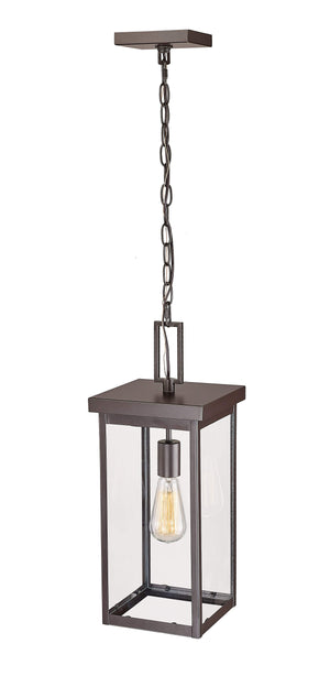 Pendant Fixtures Barkeley Outdoor Hanging Lantern - Powder Coated Bronze - Clear Glass - 8in. Diameter - E26 Medium Base