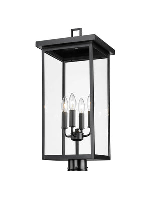 Post Top Lamps Barkeley Outdoor Post Top Lantern - Powder Coated Black - Clear Glass - 11in. Diameter - E12 Candelabra Base