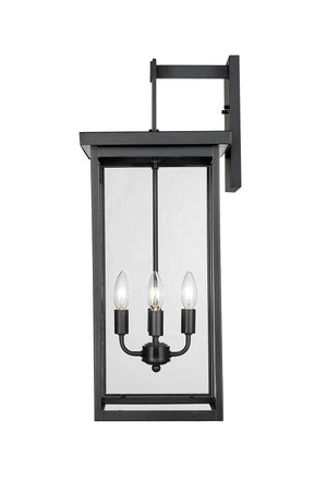 Wall Sconces Barkeley Outdoor Wall Sconce - Powder Coated Black - Clear Glass - 12in. Extension - E26 Candelabra Base