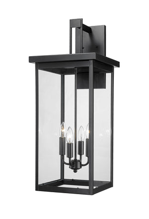 Wall Sconces Barkeley Outdoor Wall Sconce - Powder Coated Black - Clear Glass - 13in. Extension - E26 Candelabra Base