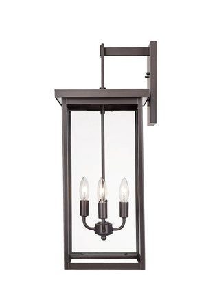 Wall Sconces Barkeley Outdoor Wall Sconce - Powder Coated Bronze - Clear Glass - 12in. Extension - E26 Candelabra Base