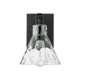 Wall Sconces Barlon Wall Sconce - Matte Black - Clear Water Glass - 7.75in. Extension - E26 Medium Base