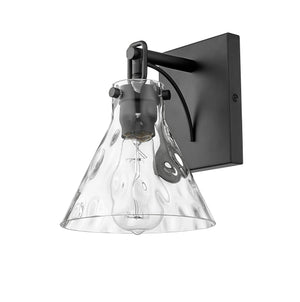 Wall Sconces Barlon Wall Sconce - Matte Black - Clear Water Glass - 7.75in. Extension - E26 Medium Base