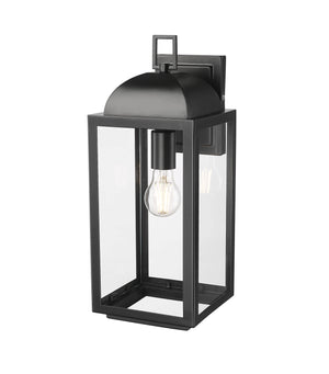 Wall Sconces Beaufort Outdoor Wall Sconce - Powder Coated Black - Clear Glass - 8in. Extension - E26 Medium Base