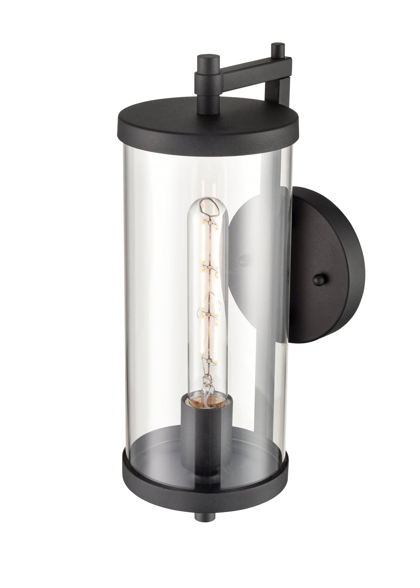 Beckham Outdoor Wall Sconce - Textured Black - Clear Glass - 14in. Hei