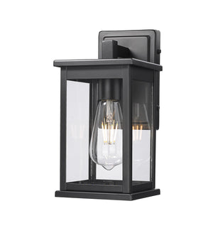 Wall Sconces Bowton II Outdoor Wall Sconce - Powder Coated Black - Clear Glass - 8.125in. Extension - E26 Medium Base