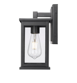 Wall Sconces Bowton II Outdoor Wall Sconce - Powder Coated Black - Clear Glass - 8.125in. Extension - E26 Medium Base