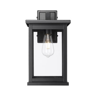 Wall Sconces Bowton II Outdoor Wall Sconce - Powder Coated Black - Clear Glass - 9.625in. Extension - E26 Medium Base