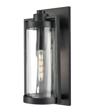 Wall Sconces Braselton Outdoor Wall Sconce - Powder Coated Black - Clear Ribbed Glass - 9.75in. Extension - E26 Medium Base