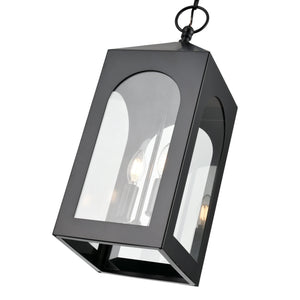 Pendant Fixtures Bratton Outdoor Hanging Lantern - Powder Coated Black - Clear Glass - 8.5in. Diameter - E12 Candelabra Base