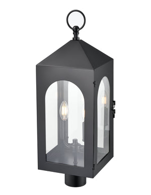 Post Top Lamps Bratton Outdoor Post Top Lantern - Powder Coated Black - Clear Glass - 8.75in. Diameter - E12 Candelabra Base