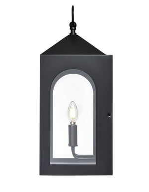 Wall Sconces Bratton Outdoor Wall Sconce - Powder Coated Black - Clear Glass - 8.5in. Extension - E26 Candelabra Base