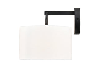 Wall Sconces Braxstan Wall Sconce - Matte Black - White Linen Shade - 11.125in. Extension - E26 Medium Base