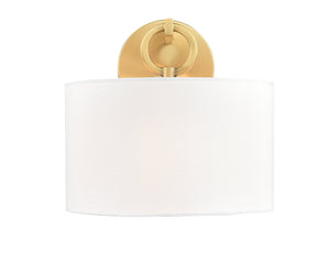 Wall Sconces Braxstan Wall Sconce - Vintage Brass - White Linen Shade - 11.125in. Extension - E26 Medium Base