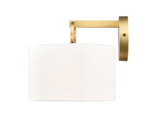 Wall Sconces Braxstan Wall Sconce - Vintage Brass - White Linen Shade - 11.125in. Extension - E26 Medium Base