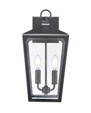 Wall Sconces Brooks Outdoor Wall Sconce - Powder Coated Black - Clear Seeded Glass - 10in. Extension - E26 Candelabra Base