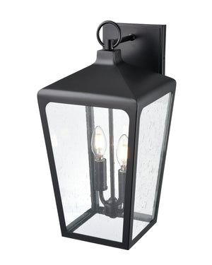 Wall Sconces Brooks Outdoor Wall Sconce - Powder Coated Black - Clear Seeded Glass - 10in. Extension - E26 Candelabra Base