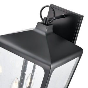 Wall Sconces Brooks Outdoor Wall Sconce - Powder Coated Black - Clear Seeded Glass - 11.25in. Extension - E26 Candelabra Base