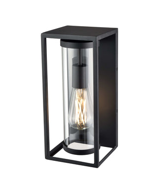 Wall Sconces Caleb Outdoor Wall Sconce - Textured Black - Clear Glass - 12.5in. Height- E26 Medium Base