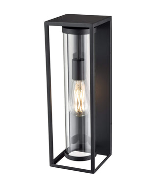Wall Sconces Caleb Outdoor Wall Sconce - Textured Black - Clear Glass - 16.5in. Height - E26 Medium Base