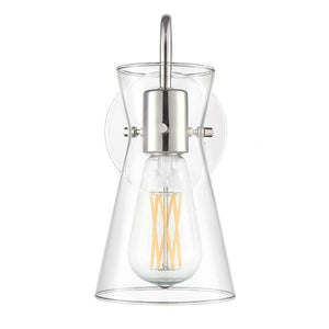 Wall Sconces Camellia Wall Sconce - Polished Nickel - Clear Glass - 6.75in. Extension - E26 Medium Base