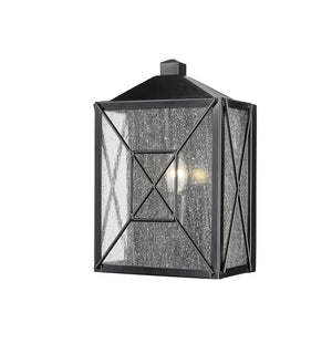 Wall Sconces Caswell Outdoor Wall Sconce - Powder Coated Black - Clear Seeded Glass - 5.5in. Extension - E26 Candelabra Base