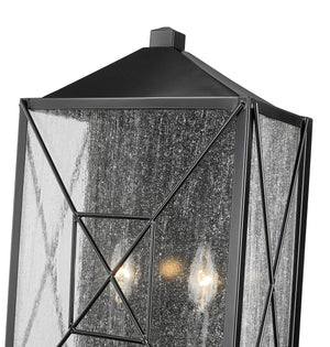 Wall Sconces Caswell Outdoor Wall Sconce - Powder Coated Black - Clear Seeded Glass - 7in. Extension - E26 Candelabra Base