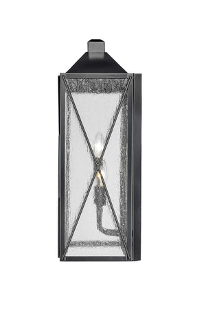 Wall Sconces Caswell Outdoor Wall Sconce - Powder Coated Black - Clear Seeded Glass - 8in. Extension - E26 Candelabra Base