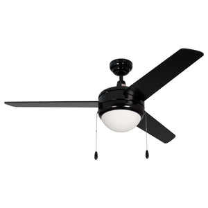 Ceiling Fan Contempo 3-Blade Indoor Ceiling Fan - Black Finish - Black Blade - 50in. Sweep - 16W Integrated LED Module