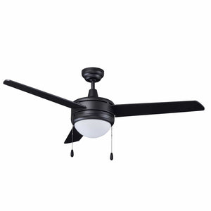 Ceiling Fan Contempo 3-Blade Indoor Ceiling Fan - Matte Black Finish - Matte Black Blade - 50in. Sweep - 16W Integrated LED Module