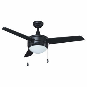 Ceiling Fan Contempo II 3-Blade Indoor Ceiling Fan - Black Finish - Black Blade - 44in. Sweep - 2-Bulb E26 Light Kit
