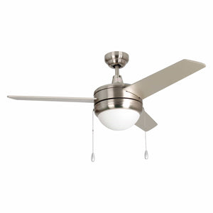 Ceiling Fan Contempo II 3-Blade Indoor Ceiling Fan - Brushed Nickel Finish - Brushed Nickel Blade - 44in. Sweep - 2-Bulb E26 Light Kit