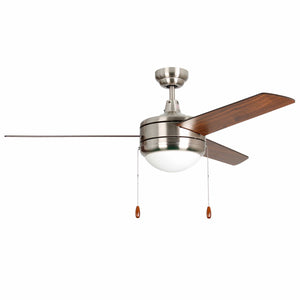 Ceiling Fan Contempo IV 3-Blade Indoor Ceiling Fan - Brushed Nickel Finish - Walnut Blade - 52in. Sweep - 16W Integrated LED Module