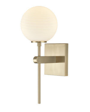 Wall Sconces Coretta Wall Sconce - Modern Gold - Frosted Fluted Glass - 7.5in. Extension - E12 Candelabra Base